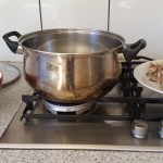 setting up to make home made bone broth on the stove